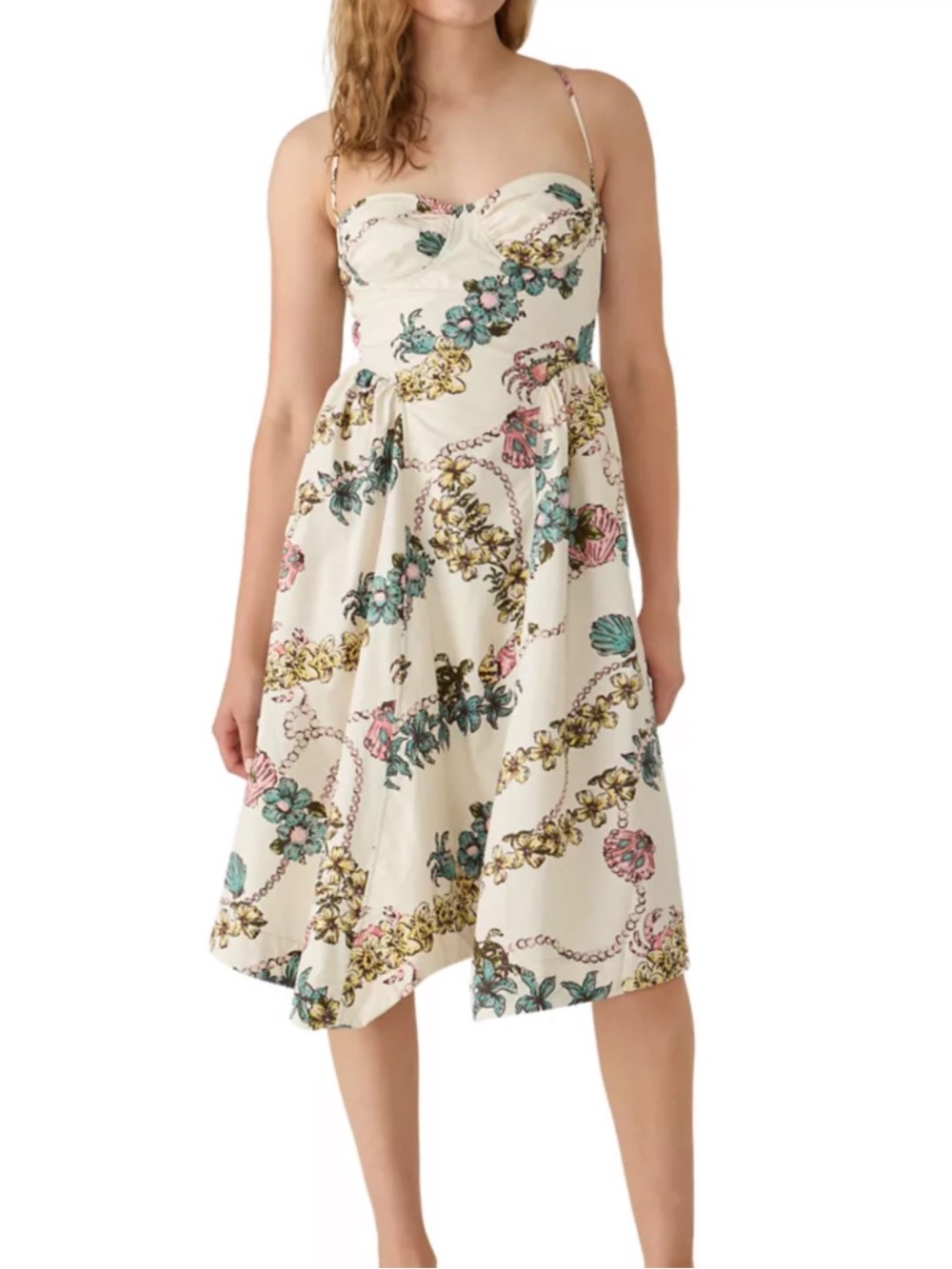 NWOT -New Unworn ,Free  People Cream Floral-Print Circle Dress .Size 10